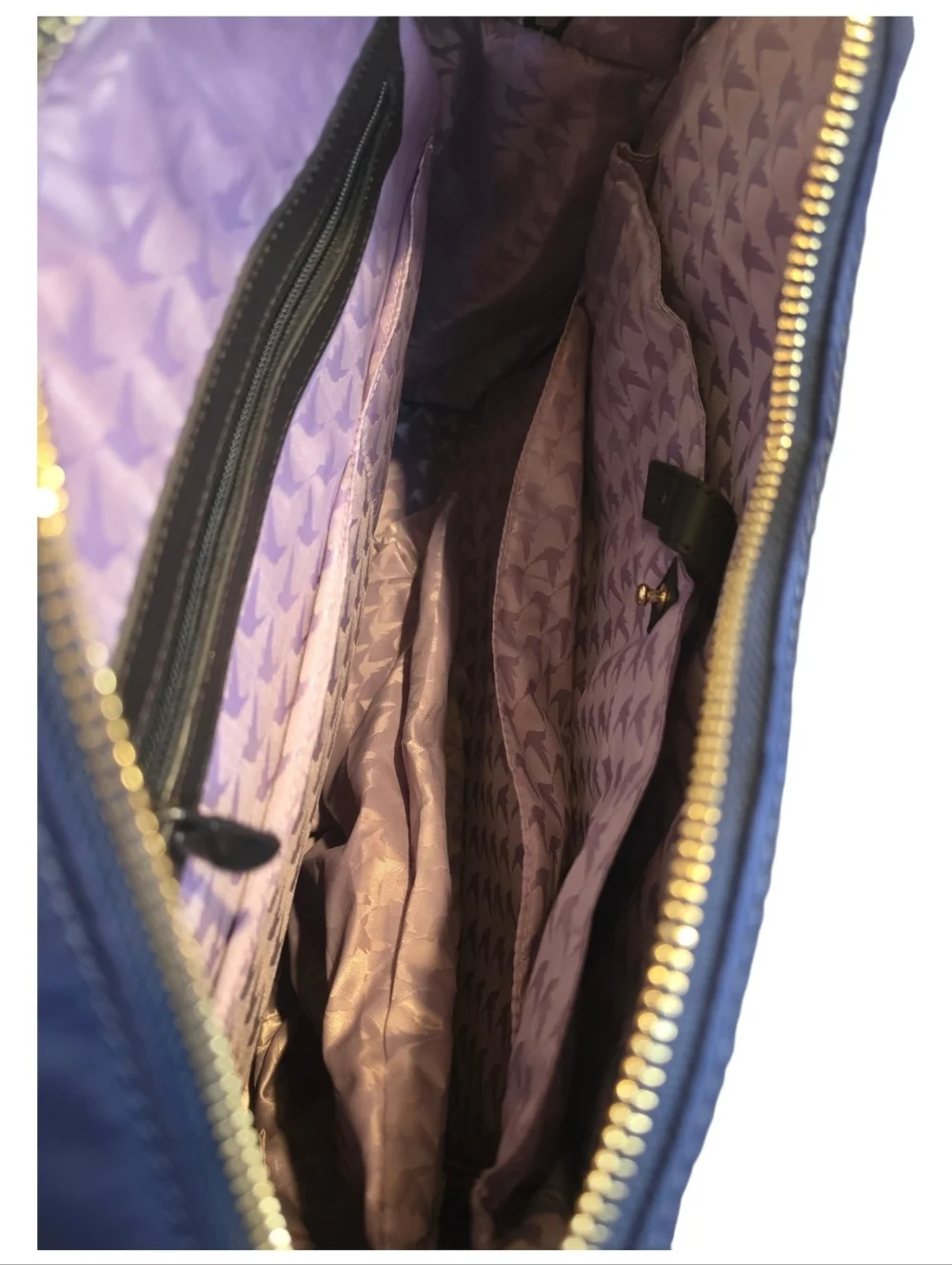 Lo & Sons Royal Blue Nylon Laptop Bag with Brown Trim